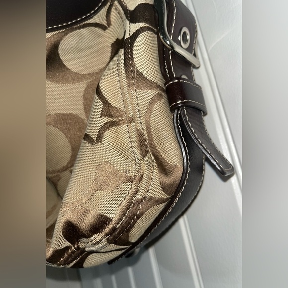 VINTAGE Coach Zoe Signature F12657 Jacquard Brown Hobo Handbag - Picture 7 of 16